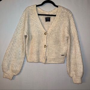 Cropped ballon sleeve Abercrombie cardigan sweater size small
